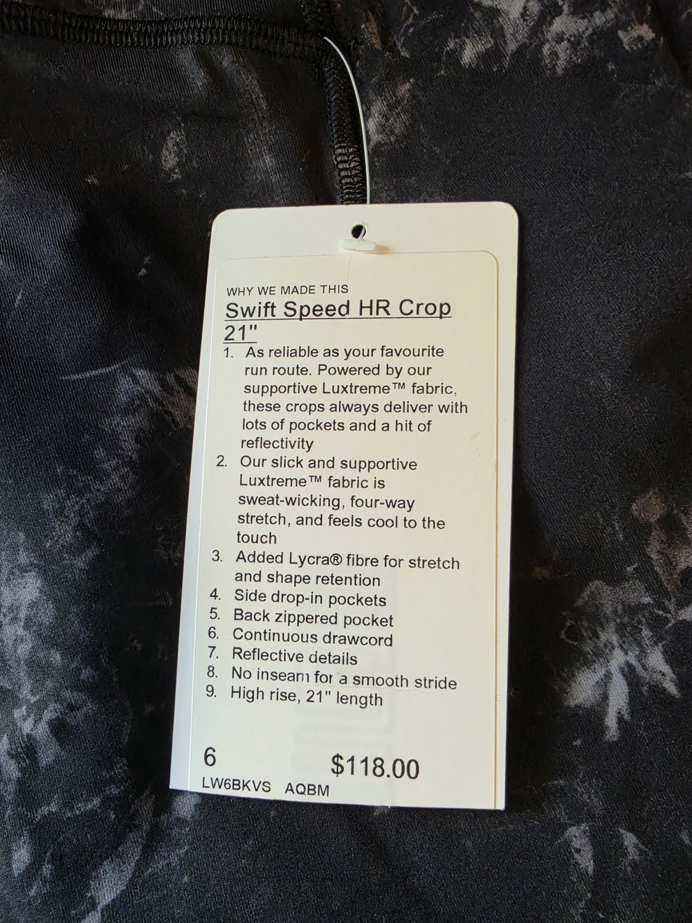 lululemon athletica - Swift Speed HR Crop 21" AQMB aqualia Multi Size 6 NWT - Picture 4 of 7